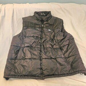 Vintage STARTER Black Puffer Full Zip Vest Mens Size 3XL (54/56)